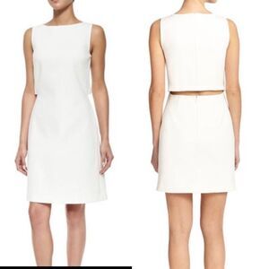 Theory White Emison Cutout Back Shift Mini Dress 6